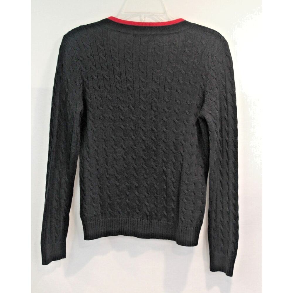 Lauren Ralph Lauren Active Cable Knit Sweater Womens size S Navy Red Trim Logo - Picture 5 of 7